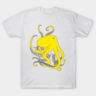 Yellow hand drawn illustration of an octopus T-Shirt